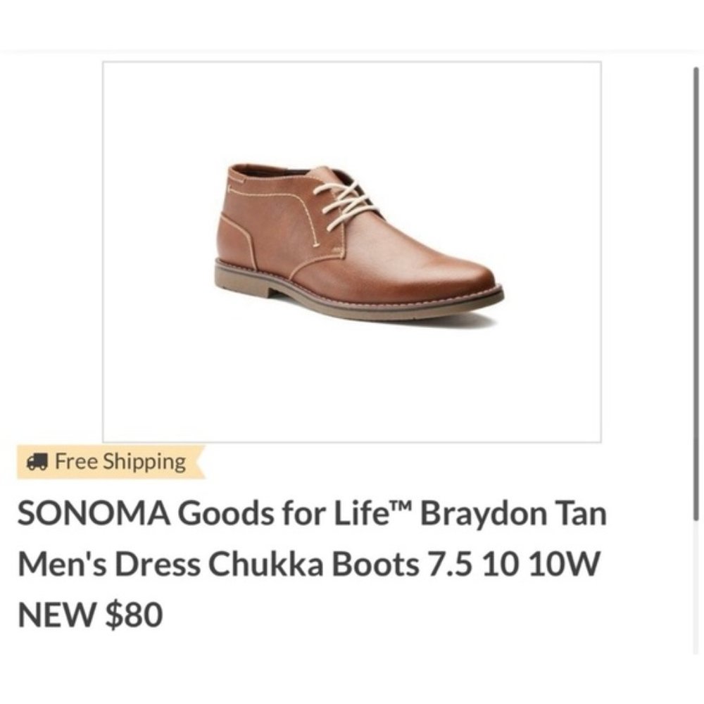 Sonoma Dress Boots 13M Braydon Tan Chukka Brown - Picture 12 of 12
